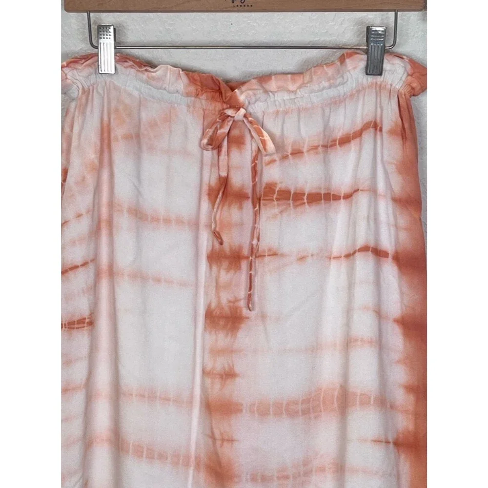 Emerson Fry India Collection Hand Tie Dye Terra Cotta Faux Wrap Midi Skirt sz Lg